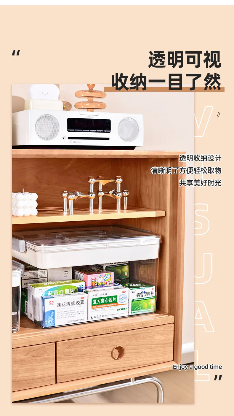 Multi-Layer Home Medicine Box Large Capacity Medical Storage Case Transparent Design for First Aid and Medication Organization