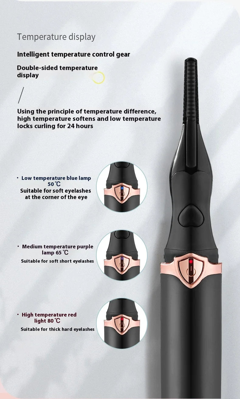 Portable 3 Temperature Mode Heated Eyelashes Curling Tool Electronic USB Natural Fake Eye Lash Curler Beauty Supplies