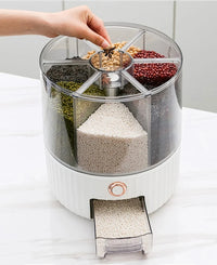Kitchen Rotation Storage Box Pet Food Dispenser Sealed Dry Cereal Grain Bucket for Kitchen Moisture Proof Grain Organization