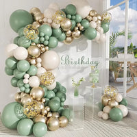 White Sand Balloons Garland Sage Green Gold Balloon Arch Kit Birthday Party Baby Shower Wedding Bride Shower Decoration Globos