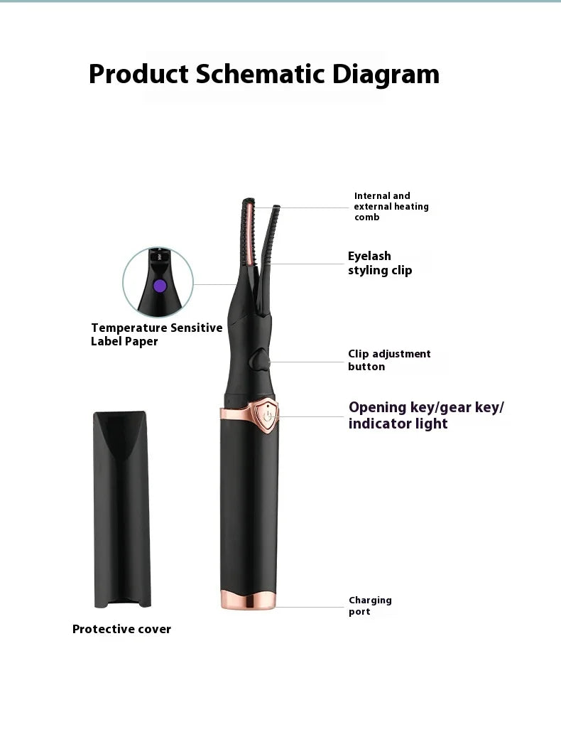 Portable 3 Temperature Mode Heated Eyelashes Curling Tool Electronic USB Natural Fake Eye Lash Curler Beauty Supplies