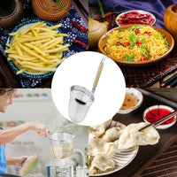 Kitchen Stainless Steel Noodle Colander Basket for Dumpling Vegetables Kitchen Sieve Noodle Spoon Kitchen Utensil ﻿