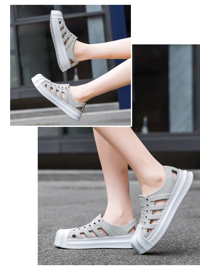 Men sandals outdoors Hole sandals for men Breathable Thick Bottom Unisex Soft EVA Non-slip Women sandals summer 2024 Beach Shoes
