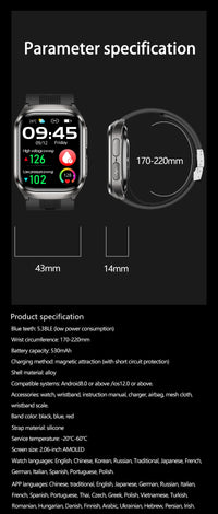 New Nursing Grade Air Pump Airbag Accurate Measure ECG Uric acid Smart Watches Men Blood Pressure Fitness Sport Smart Watch Man
