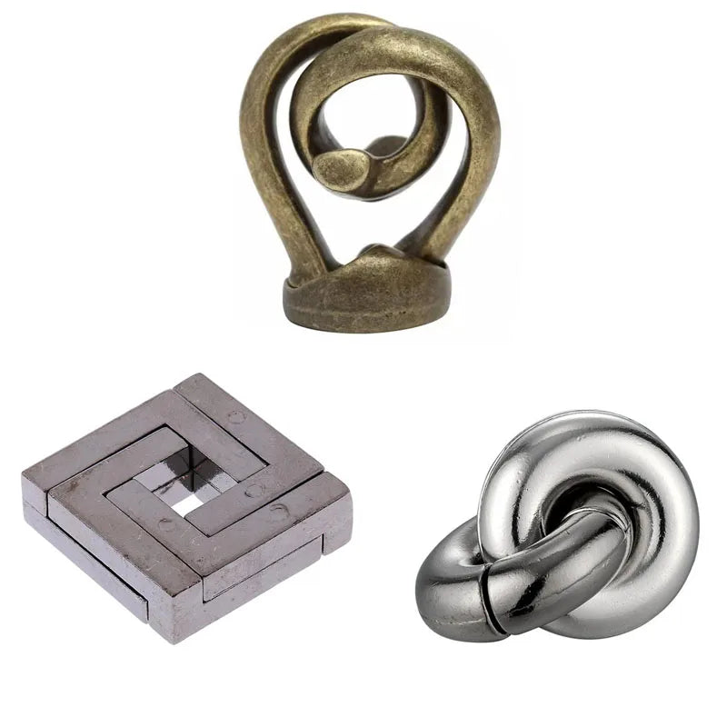 Metal Puzzle Brain Teaser 3PCS Set Casse Tete Difficile Rompecabezas IQ Test Mind Games Toys For Kids Adults Juegos De Ingenio
