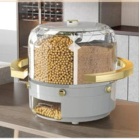 Kitchen Storage Box 360 Degree Rotating Rice Dispenser Sealed Dry Cereal Grain Bucket Dispenser Moisture-proof Food Container