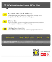 Baseus 100W Type C To Type C Cable Expandable