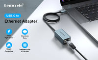 Lemorele TC48 USB Ethernet Adapter USB 3.0 Network Card for Macbook USB C to RJ45 Ethernet Adapter for PC Laptop Network Card