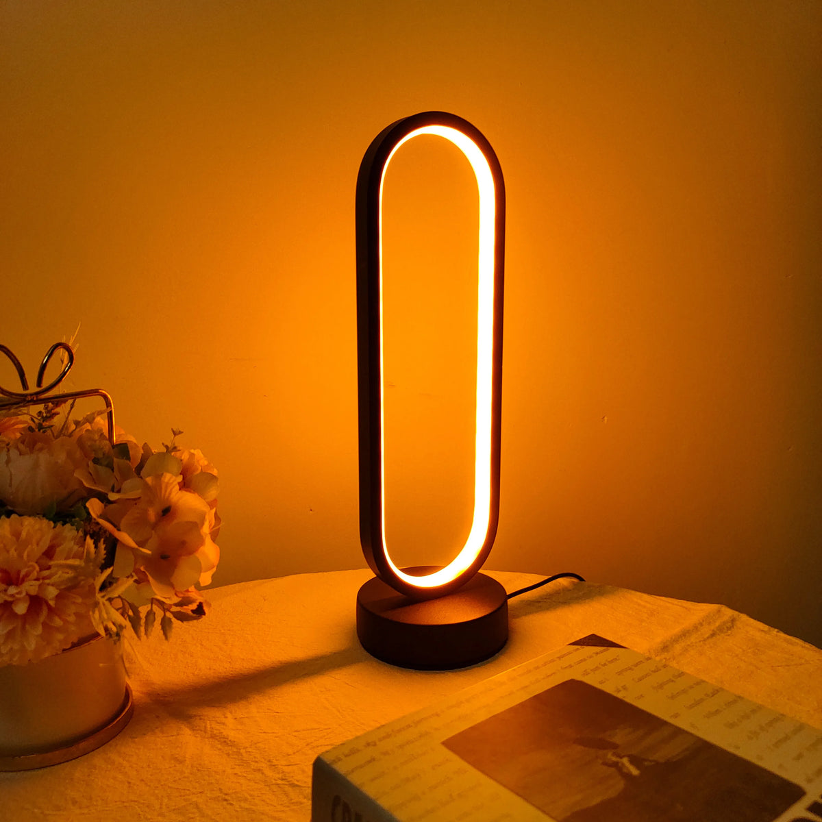 Bedroom Ring Lamp - Three-color Dimming Bedside LED Night Light