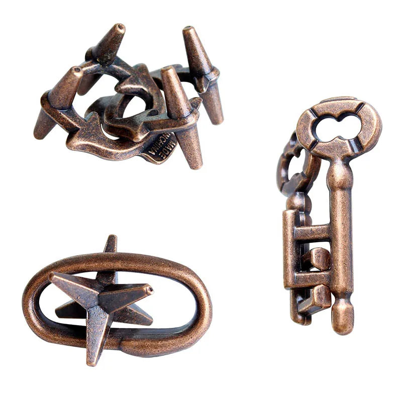Metal Puzzle Brain Teaser 3PCS Set Casse Tete Difficile Rompecabezas IQ Test Mind Games Toys For Kids Adults Juegos De Ingenio