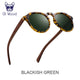 Oi Wood Sunglasses Women Men's Sun Glasses  Walnut Wood Round Eyeglasses Red LensTortoise Shell Frames