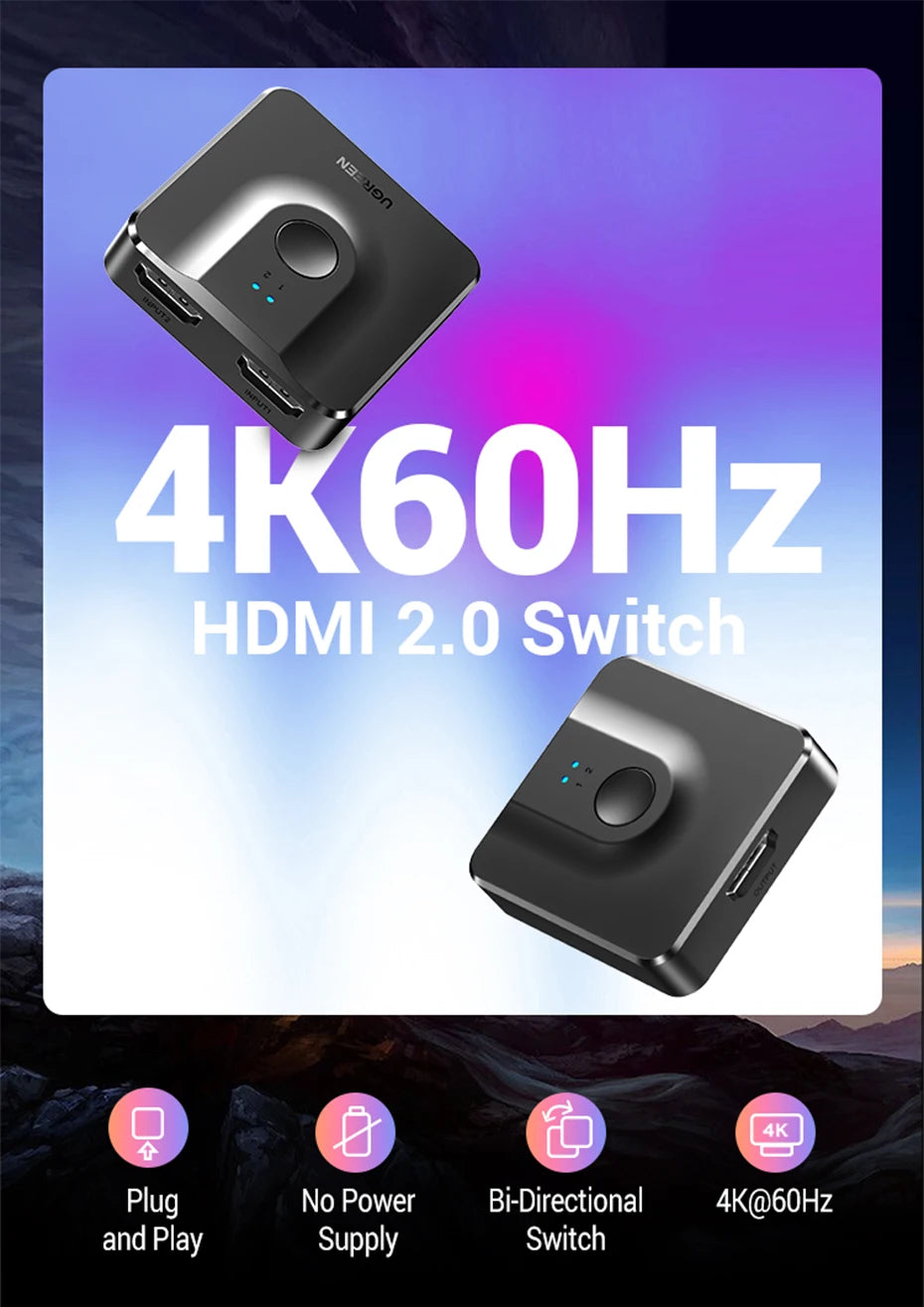 HDMI Switch 4K for Xiaomi Mi Box Bi-directional HDMI compatible Switcher