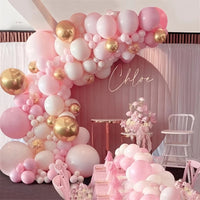 Macaron Pink Balloon Garland Arch Kit Kids Happy Birthday Metal Rose Gold Confetti Balloons Wedding Party Baby Shower Decoration