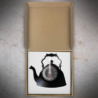 Modern Kitchen Artwork Teapot Wall Clock Tea Room Wall Decor Teapot Retro Vinyl Record Wall Clock Kitchen Decorative Wall Watch