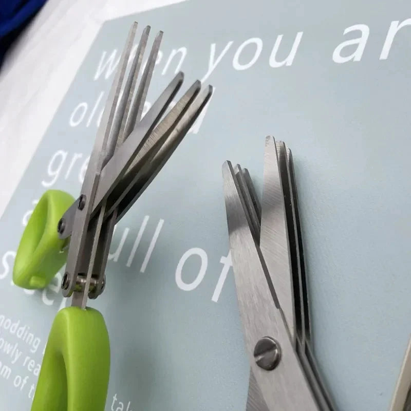 Multi Functional Stainless Steel 3 5 Layer Kitchen Scissors for Pepper Scallion Laver Cutting Chopping Cooking Tool