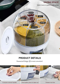 Kitchen Rotation 6kg Plastic Pet Rice Grain Dispenser Food Container Grain Bucket Storage Box Dispenser Housewarming Gift