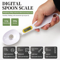 Portable Weight Scale LCD Digital Spoon Electronic Kitchen Scale 500g 0.1g Measuring Mini Kitchen Tool for Milk Coffee