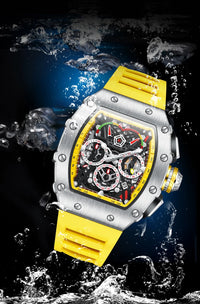 Luxury Brand Tonneau Watch for Men Classic Stainless Steel Chronograph Quartz Watches Fashion Sport Waterproof Reloj Hombre Gift