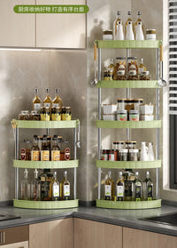 Kitchen Spice Rack Shelf Countertop Corner Multifunctional Seasoning Supplies Rack Saving Spice Rack Organizer with Hooks