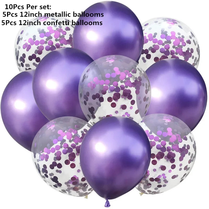 10/14pcs Mix Pink Rose Balloons Heart Star RoseGold Confetti Balloon Birthday Party Decorate Kids Adult Air Balls Wedding Globos