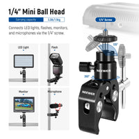 Neewer Crab Clamp Articulated Mini Ball Head, Super Clamp Mic Mount with 1/4" to 5/8" Thread For Camera Cage and Microphones