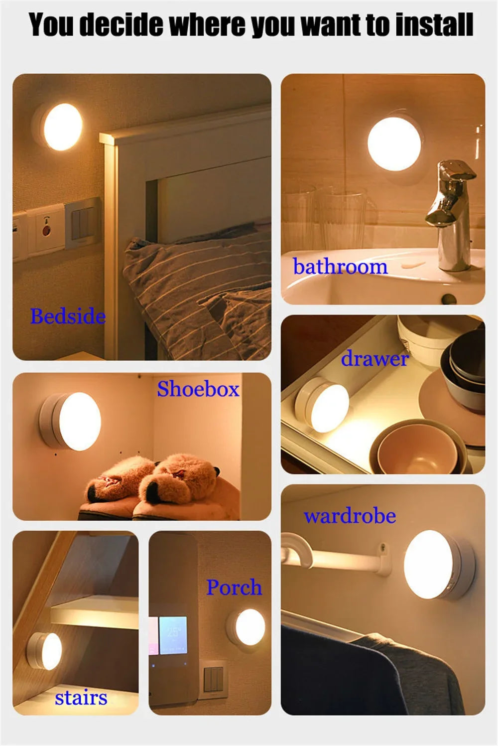 LED Night Light USB Charging Intelligent Human Induction For Bedside Cabinet Home Wardrobe Lighting Motion Sensor Light led Lamp