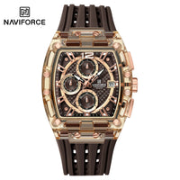 NAVIFORCE Fashion Men Watch Quartz Chronograph  Clock 3ATM Waterproof Silicone Band Sports Casual Date Display Male Wristwatches