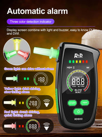 R&D RD900 Alcohol Tester Rechargeable Digital Breath Tester Breathalyzer Gas Alcohol Detector for Personal & Professional Use