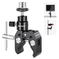 Neewer Crab Clamp Articulated Mini Ball Head, Super Clamp Mic Mount with 1/4" to 5/8" Thread For Camera Cage and Microphones
