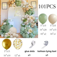White Sand Balloons Garland Sage Green Gold Balloon Arch Kit Birthday Party Baby Shower Wedding Bride Shower Decoration Globos
