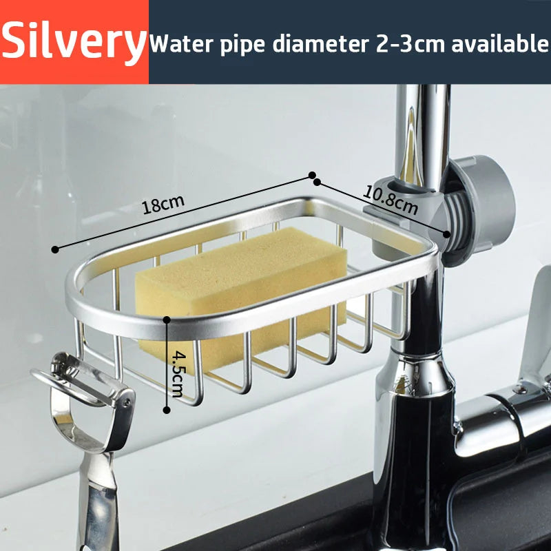 Kitchen Sink Drain Rack Sponge Storage Basket Faucet Holder Space Aluminum Soap Drainer Shelf Organizer Bathroom Accessories