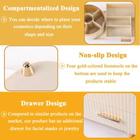 Makeup Organizer Countertop with Drawers 360 Rotating Makeup Brush Holder Large Capacity Skincare Organizer for Vanity Desk