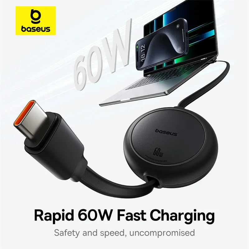 Retractable Charging Cable 60W USB C Charge Cable