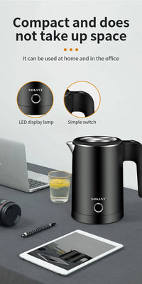 Houselin Electric Kettle 0.5L Stainless Steel Household Indoor Kettle Automatic Closing and Boiling Dry Protection 220V