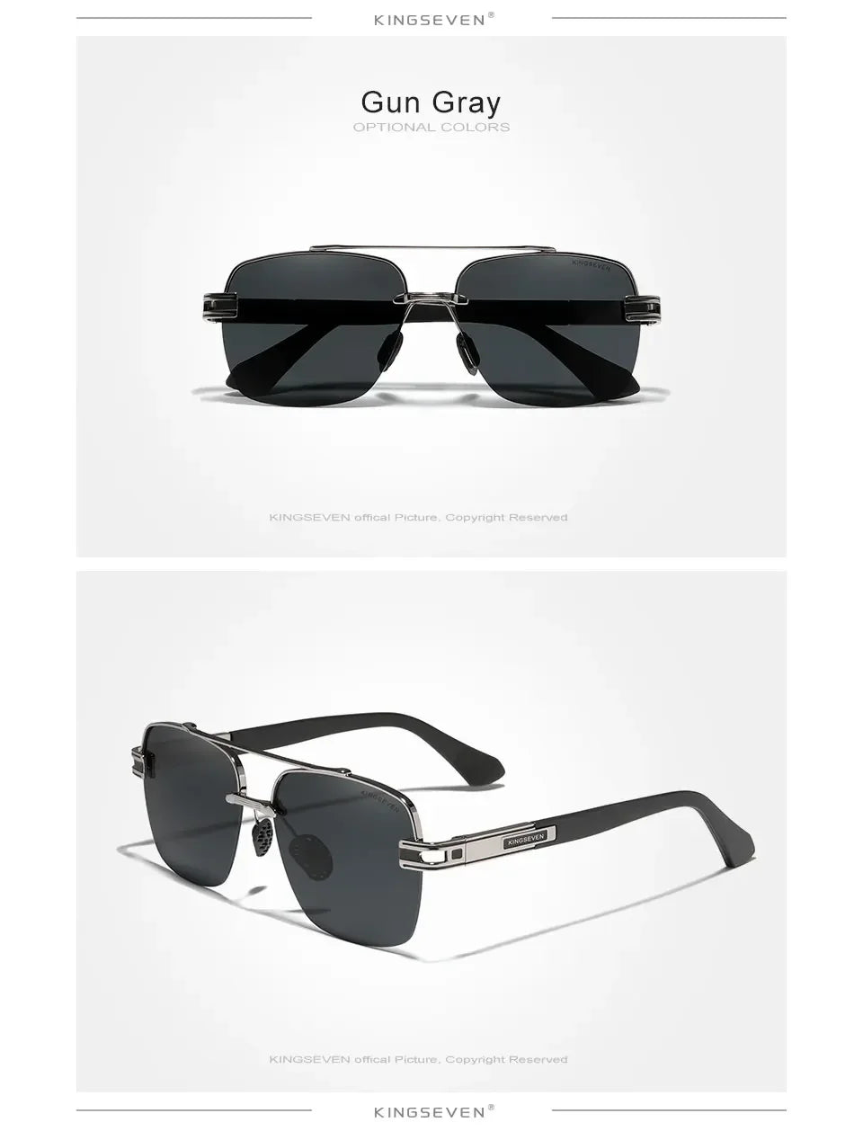 KINGSEVEN Fashion Sunglasses Men Polarized UV400 Glasses Women Square Large Half Frame Male Female Fishing Driving Eyewear