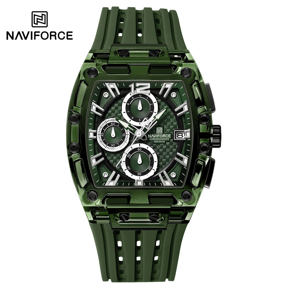 NAVIFORCE Fashion Men Watch Quartz Chronograph  Clock 3ATM Waterproof Silicone Band Sports Casual Date Display Male Wristwatches