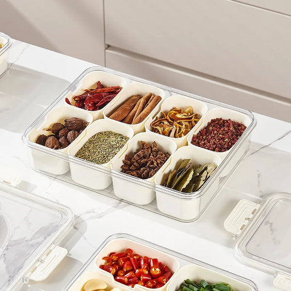 Kitchen Seasoning Storage Box Spice Box Integrated Multi Grid Storage Sealed Tank Moisture-Proof Salt Tank Kitchen Supplies 2025