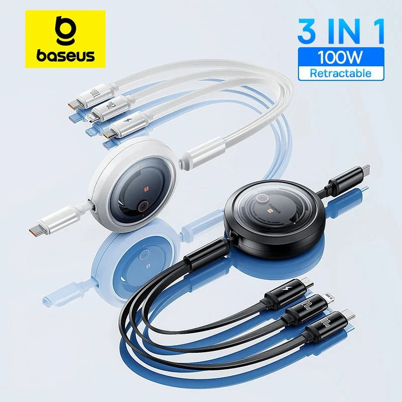 Baseus 3 In 1 Retractable Phone Data Cable