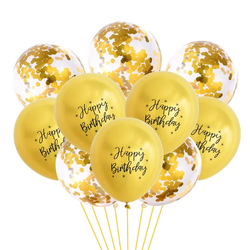 10/20pcs 12inch Happy Birthday Printed Pattern Metallic Ballons Helium Latex Balloon Chrome Metal Globos Birthday Party Decorati