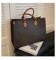 Large-capacity women's bags in Europe and the United States retro shoulder bag classic letters PU commuter handbags women