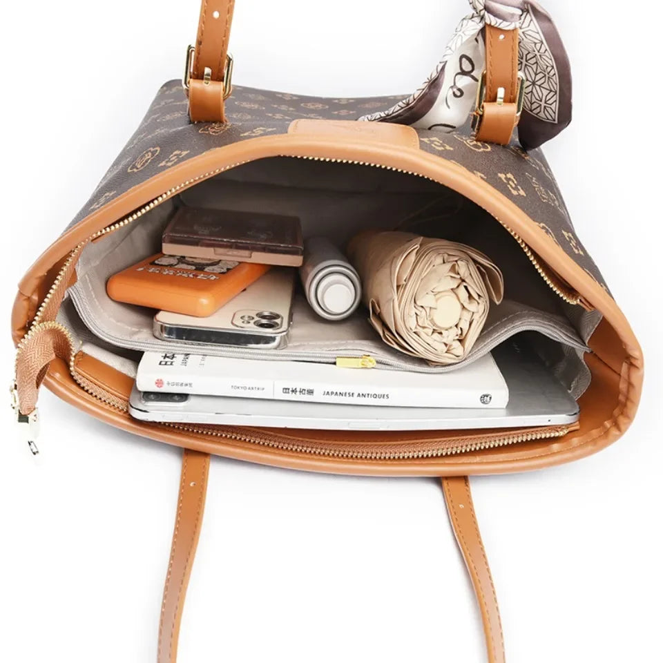 Women's Quality Soft Leather Shoulder Bag Luxury Print Designer Handbag Ladies Casual Tote Bag Messenger Commuting Sac A Main