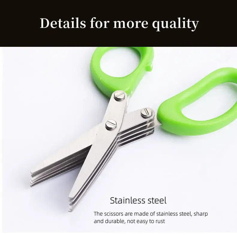 Multi Functional Stainless Steel 3 5 Layer Kitchen Scissors for Pepper Scallion Laver Cutting Chopping Cooking Tool