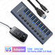 MZX 10/7/4 Port Aluminum USB 3.0 Hub A 3 0 Multi Splitter Concentrator Multiple Extension Hub Switch Power Adapter for PC Laptop