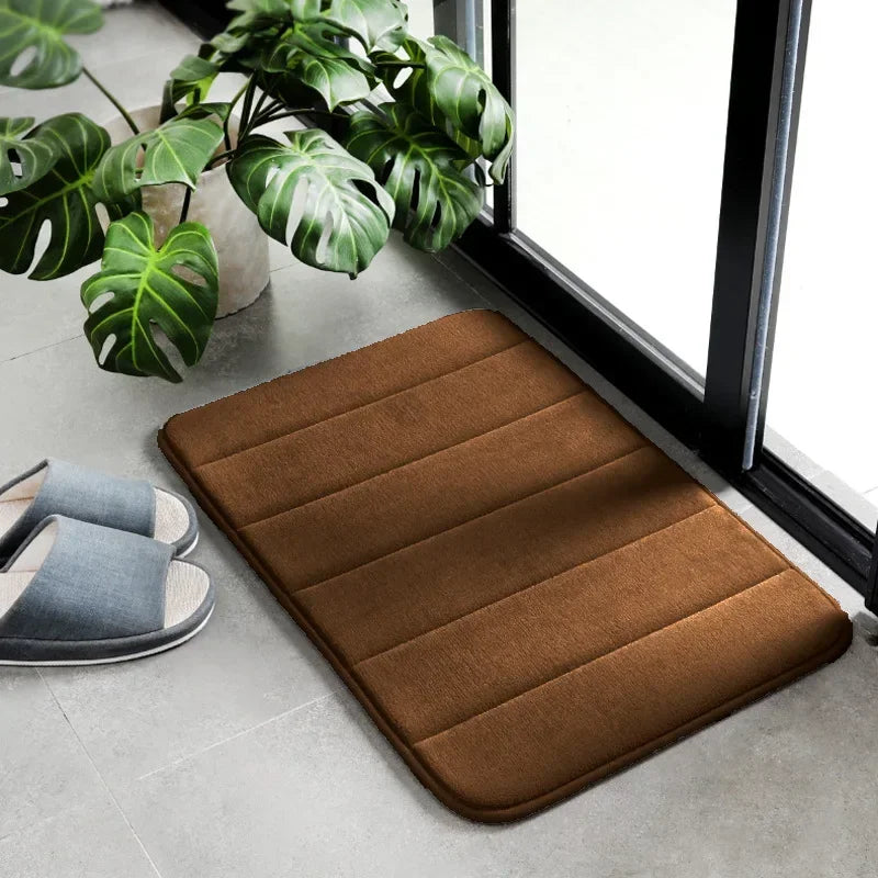 Memory Foam Embossed Velvet Carpet Bathroom Living Room Non-Slip Mat Cobblestone Floor Mat