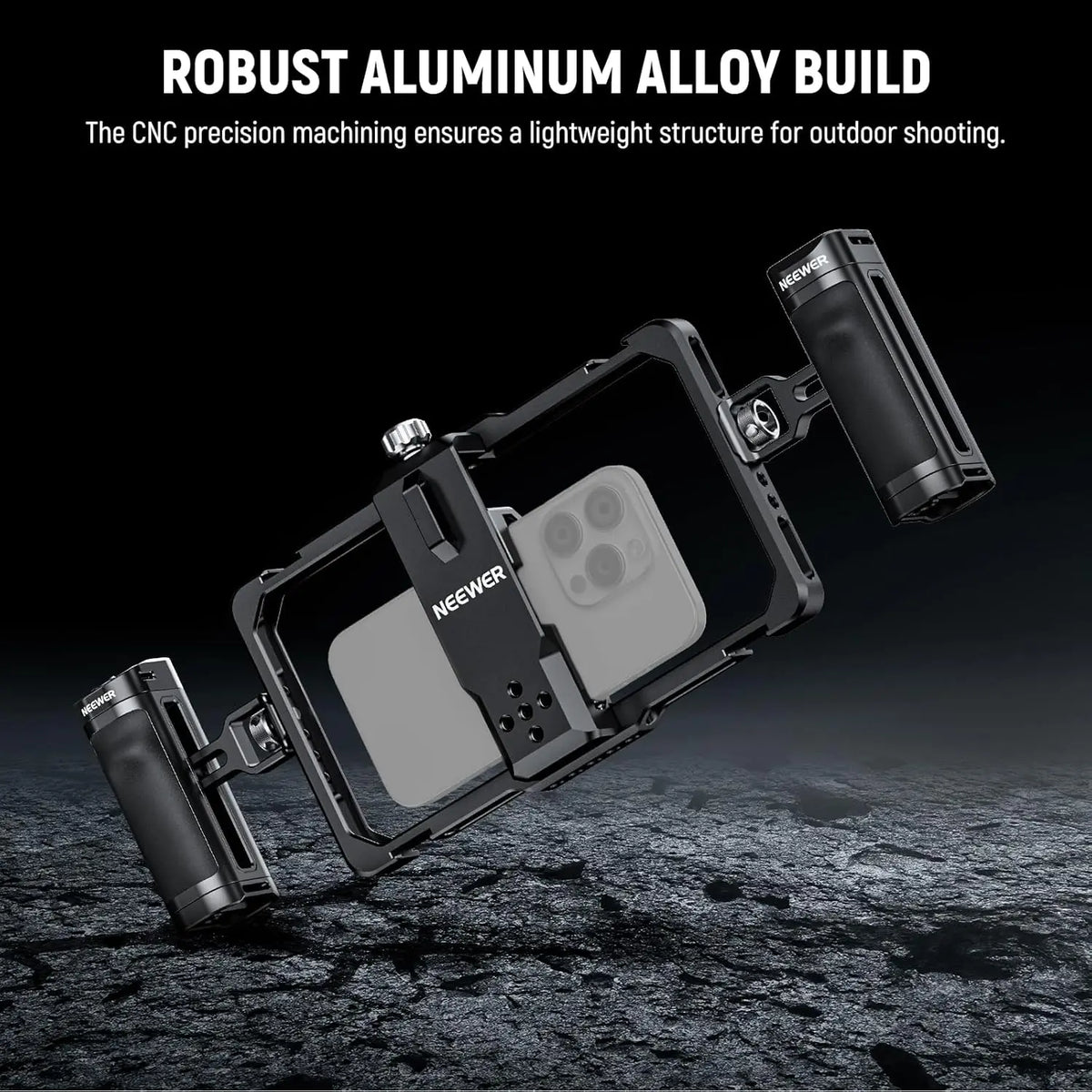 NEEWER Universal Phone Cage Rig with Bluetooth Side Handle Smartphone Stabilizer For iPhone 15 Pro Max 15 Pro Galaxy S24 Ultra