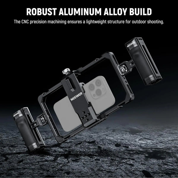 NEEWER Universal Phone Cage Rig with Bluetooth Side Handle Smartphone Stabilizer For iPhone 15 Pro Max 15 Pro Galaxy S24 Ultra