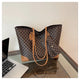 Large-capacity women's bags in Europe and the United States retro shoulder bag classic letters PU commuter handbags women
