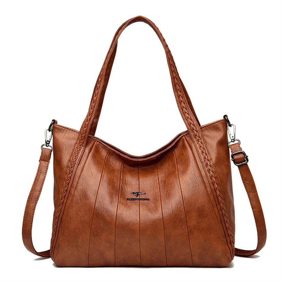 Luxury Soft Leather Handbag Women's New Casual Tote Bag Designer Ladies Large Shoulder Crossbody Handle Sac for Female Patchwork
