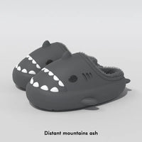 Litfun Fur Plush Shark Slippers Women Men Winter Cozy Fur Shark Slides Cartoon Furry Home Shoes Platform Waterproof Shark Slides