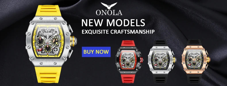 New Luxury Men Watch  ONOLA Fashion Fully Automatic Mechanical Watches Man Unique Design Waterproof Tape Watch Wristwatch